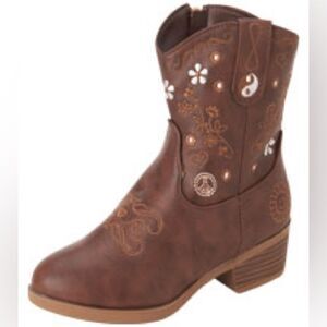 🔥bebe Brown Embroidered Ankle Boots Sz 6 toddler New